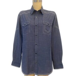 Like New Tranquility Mayhem Men's Blue button up down Shirt size small